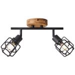 Brilliant Gwen Ceiling Light Metal Wood Black | Suitable for 2x E14