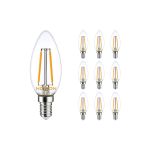 Multipack 10x Noxion Lucent LED E14 Candle Filament Clear 2.5W 250lm - 827 Extra Warm White | Dimmable - Replaces 25W
