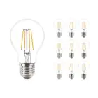 Multipack 10x Philips Corepro LED Bulb E27 Pear Clear 4.3W 470lm - 827 Extra Warm White | Replaces 40W